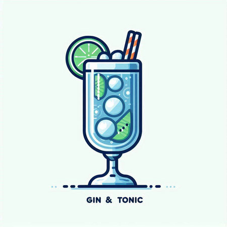 Cocktail with lime, mint and ice. Vector illustration.のイラスト素材