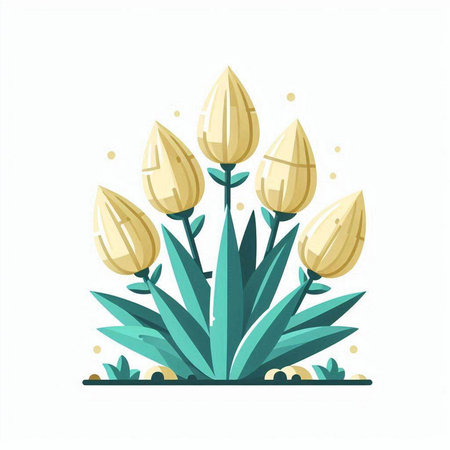 Tulips isolated on white background. Vector illustration in flat style.のイラスト素材