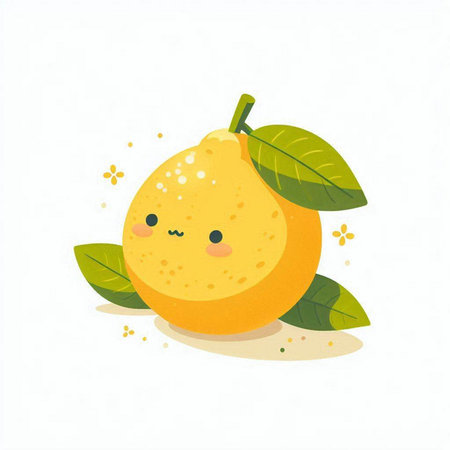 Cute lemon character. Vector illustration isolated on a white background.のイラスト素材