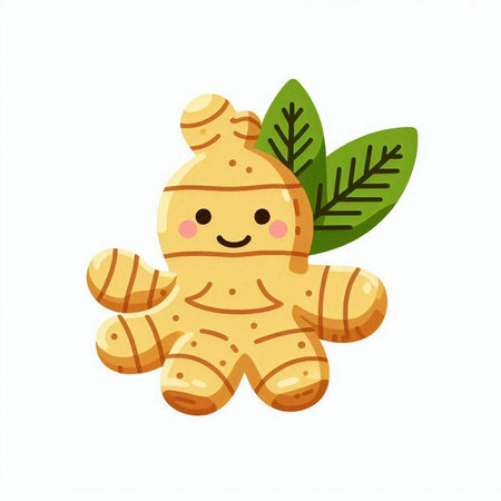 Ginger vector illustration isolated on white background. Cute ginger character.のイラスト素材
