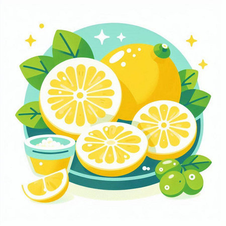 Lemon and juice in a glass on a white background. Vector illustration.のイラスト素材