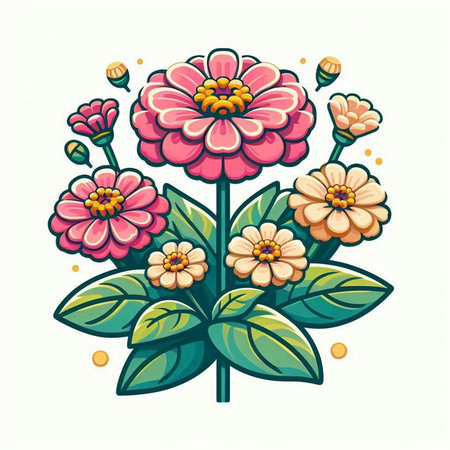 Beautiful hand drawn vector illustration of pink flowers. Isolated on white background.のイラスト素材