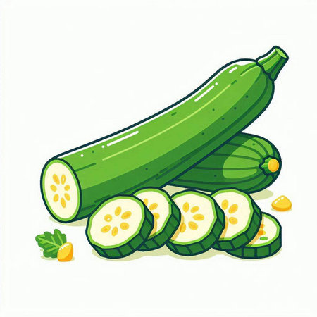 Zucchini isolated on white background. Hand drawn vector illustration.のイラスト素材