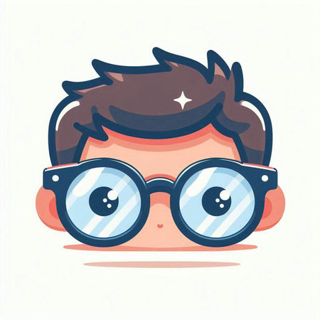 Cute hipster boy cartoon character with glasses. Vector illustration.のイラスト素材