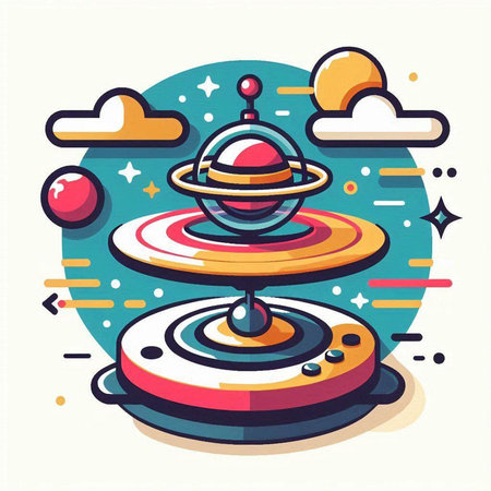 Vector illustration of planet in space. Colorful flat style design.のイラスト素材