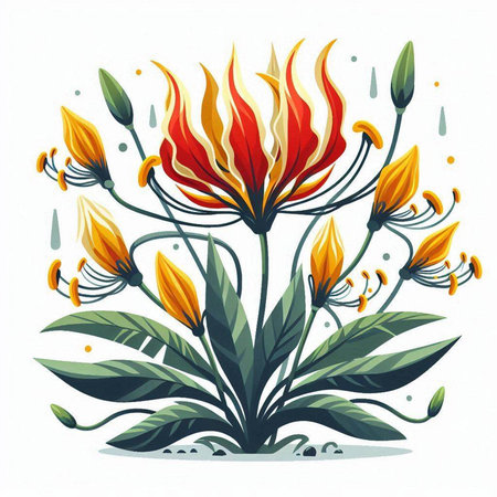 Flower in the style of a stained glass window, vector illustrationのイラスト素材