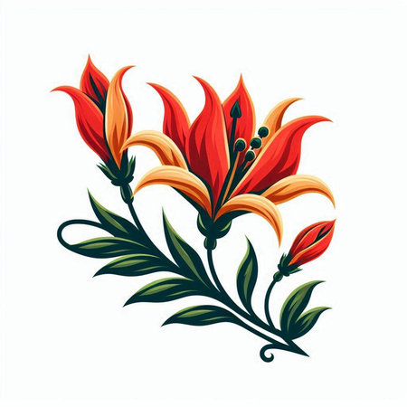 Beautiful red lily isolated on white background. Vector illustration.のイラスト素材