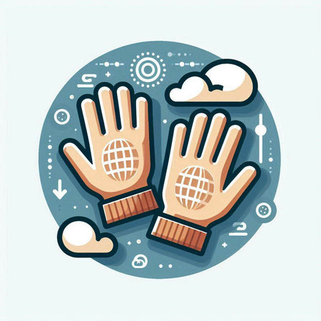Gloves with planet earth and cloud computing concept. Vector illustration.のイラスト素材