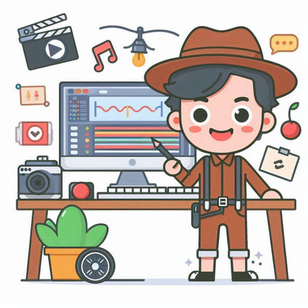 Character illustration design. Businessman working on computer cartoon,eps10のイラスト素材