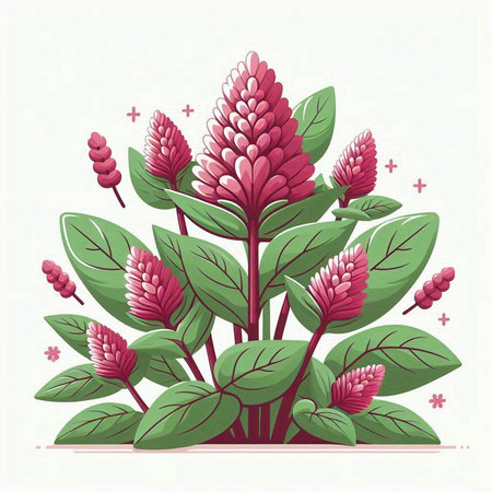 Celosia argentea. Vector illustration of flowers.のイラスト素材