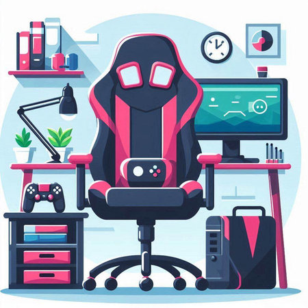 Vector illustration of a gaming chair in the office. Flat style.のイラスト素材