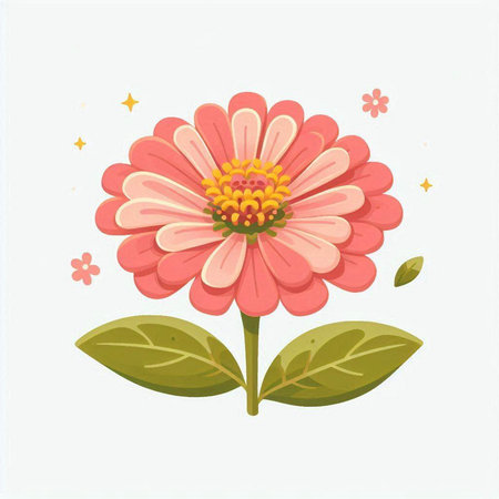 Beautiful pink zinnia flower isolated on white background. Vector illustration.のイラスト素材