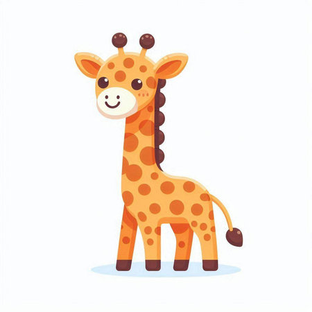 Cute cartoon giraffe isolated on white background. Vector illustration.のイラスト素材