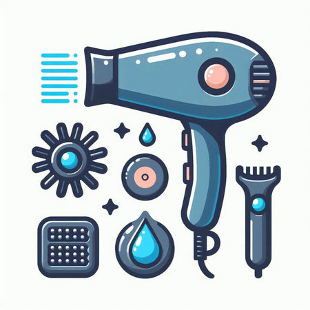 Hairdryer and hairdresser tools, vector illustrationのイラスト素材