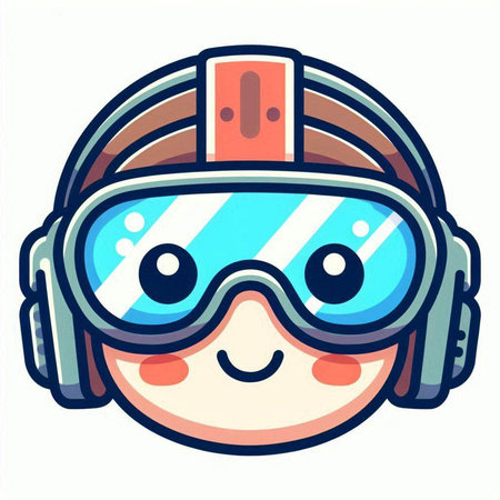 Cute boy in ski goggles and helmet. Vector cartoon illustration.のイラスト素材