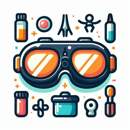 Snorkeling equipment. Vector illustration in flat line style.のイラスト素材