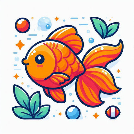 Cartoon goldfish. Cute cartoon fish. Vector illustration.のイラスト素材