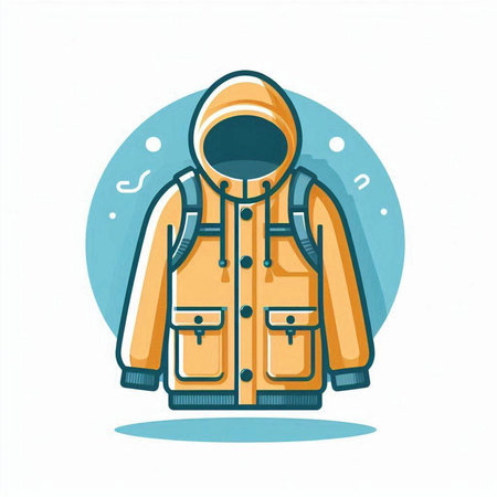 Winter jacket icon. Vector illustration in flat style. Winter clothes.のイラスト素材