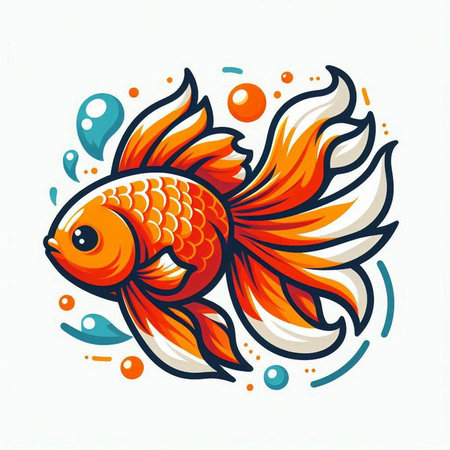 Goldfish. Vector illustration. Isolated on a white background.のイラスト素材