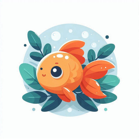Cute cartoon goldfish on a white background. Vector illustration.のイラスト素材