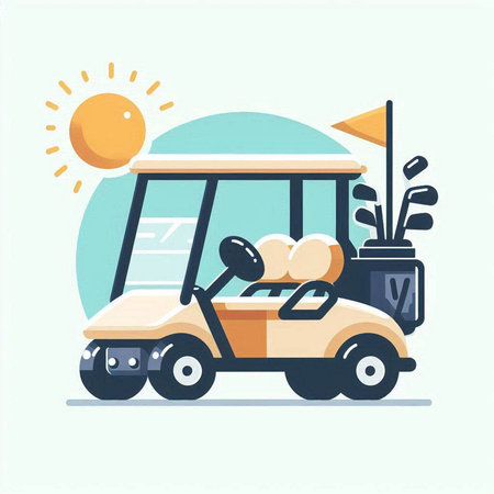 Golf cart vector illustration. Flat style design. Vector illustration.のイラスト素材