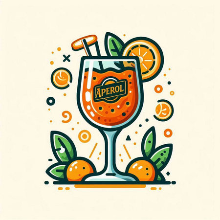 Cocktail with orange. Vector illustration in doodle style.のイラスト素材