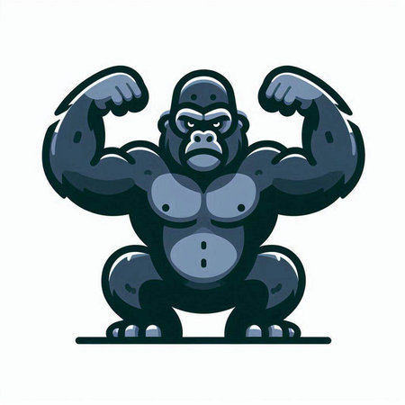 Vector illustration of a strong gorilla on a white background. Cartoon character.のイラスト素材