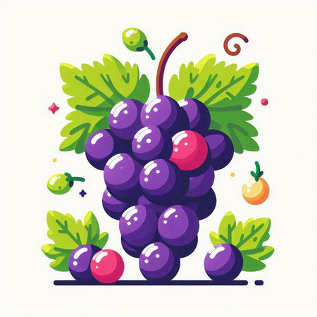 Grapes. Vector illustration of a bunch of grapes on a white background.のイラスト素材
