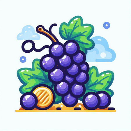 Grapes vector illustration. Vector illustration of a bunch of grapes.のイラスト素材