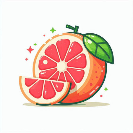 Grapefruit. Vector illustration isolated on a white background. Fruit icon.のイラスト素材