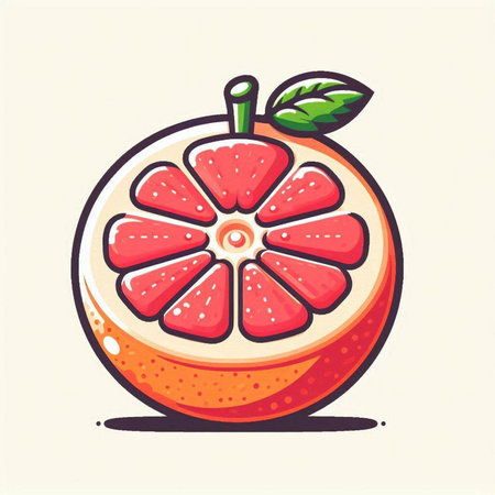 Fruit icon. Vector illustration of a slice of grapefruit.のイラスト素材