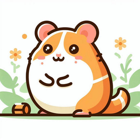 Cute hamster in cartoon style. Vector illustration of hamster.のイラスト素材