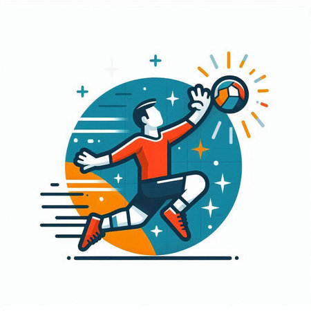 Soccer player with ball. Vector illustration in flat linear style.のイラスト素材