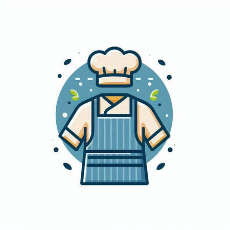 Chef uniform icon. Vector illustration in flat style. Isolated on white background.のイラスト素材