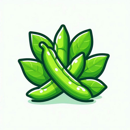 Green peas icon isolated on white background. Cartoon style. Vector illustration.のイラスト素材