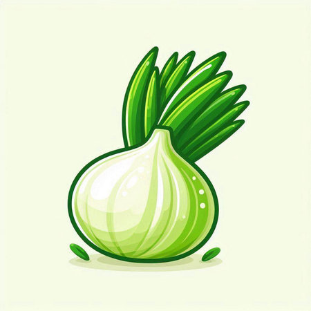 Illustration of a green onion on a white background. Vector illustrationのイラスト素材