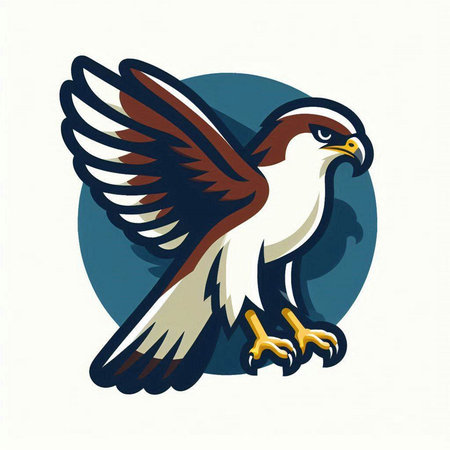 Illustration of an eagle on a white background with a blue circleのイラスト素材