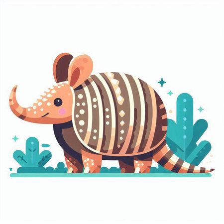 Cute little armadillo. Vector illustration in cartoon style.のイラスト素材