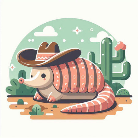 Cute cartoon mexican animal with sombrero vector illustrationのイラスト素材