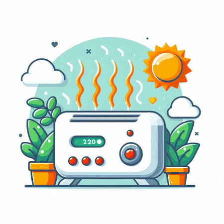 Air conditioner vector illustration. Flat style design for web and mobile app.のイラスト素材