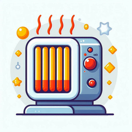 Retro electric heater. Vector illustration in flat cartoon style on white background.のイラスト素材