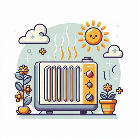 Illustration of a heater in a flat style. Vector illustration.のイラスト素材