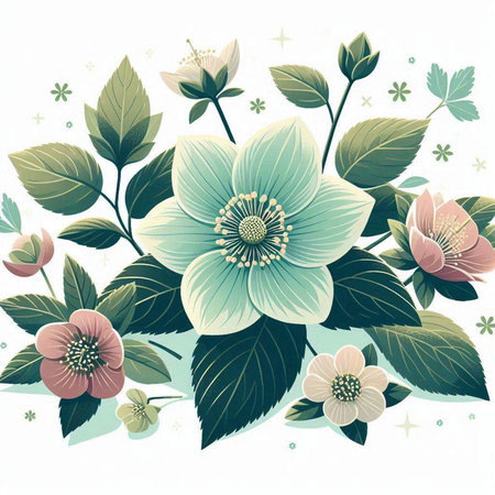 Floral background with flowers and leaves. EPS 10 vector file includedのイラスト素材