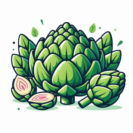 Artichoke isolated on white background. Hand drawn vector illustration.のイラスト素材