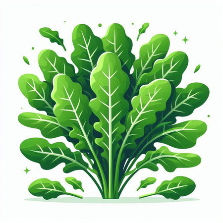 Vector illustration of green leaves in cartoon style on a white background.のイラスト素材