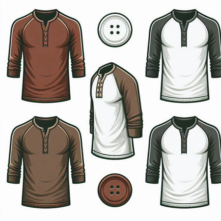 Set of different types of men's polo shirts. Vector illustrationのイラスト素材