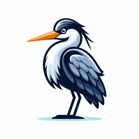 Vector illustration of a heron on a white background. Isolated.のイラスト素材
