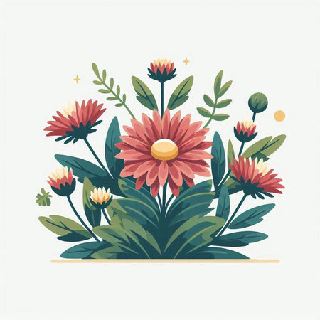 Floral bouquet with chrysanthemums. Vector illustration.のイラスト素材