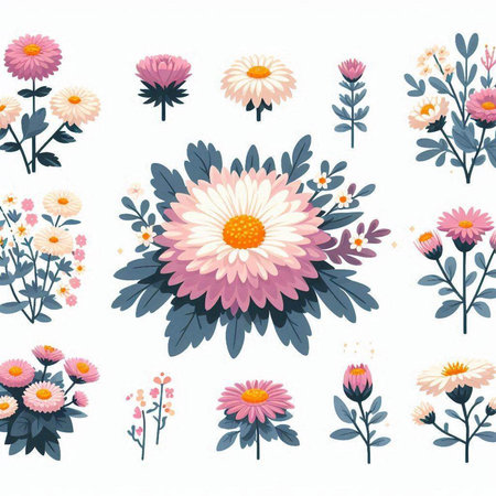 Seamless pattern with flowers on white background. Vector illustration.のイラスト素材