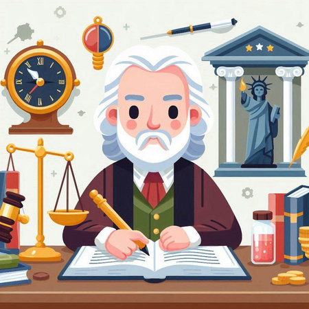 Lawyer or judge cartoon vector illustration. Law and justice concept.のイラスト素材